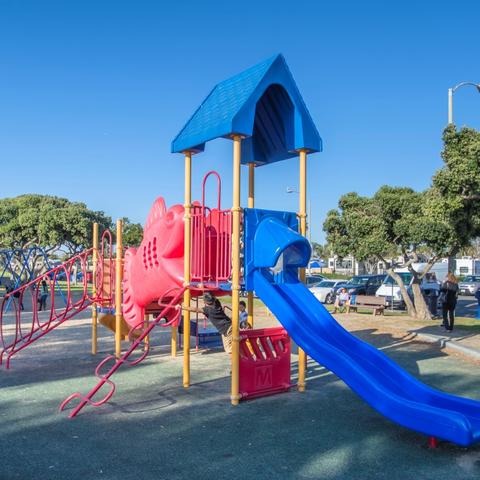 Playground and trees at Chula Vista Bayside Park at the Port of San Diego