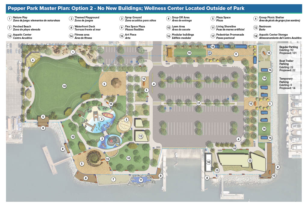 Conceptual rendering depicts redesign of existing and expanded Pepper Park.