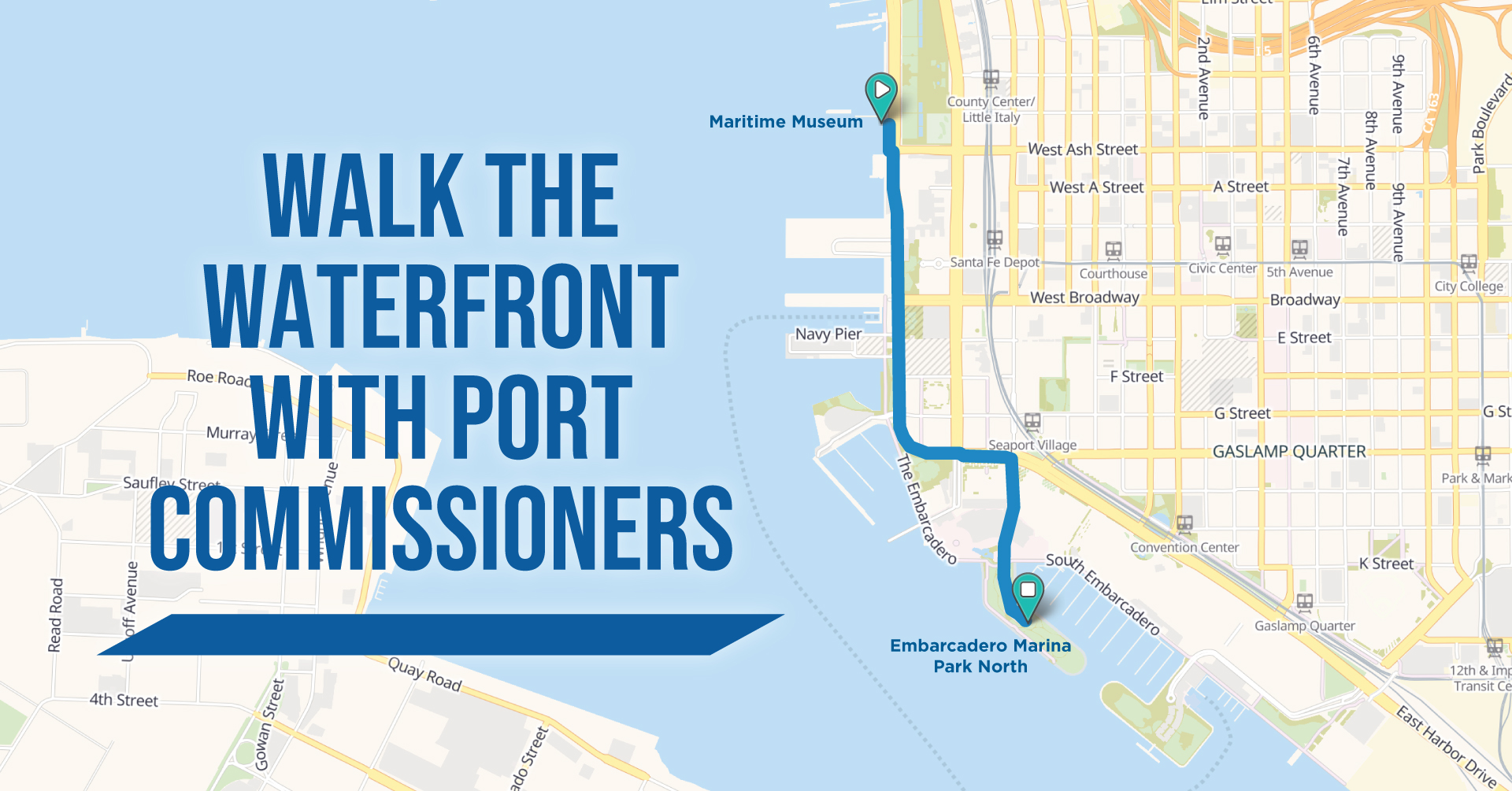 Map graphic for Walk the Waterfront with Port Commissioners Event