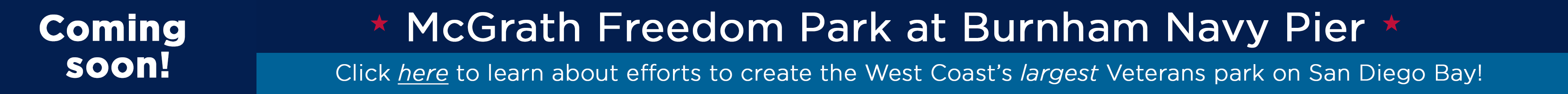 McGrath Freedom Park at Burnham Navy Pier - coming soon. Click for details.