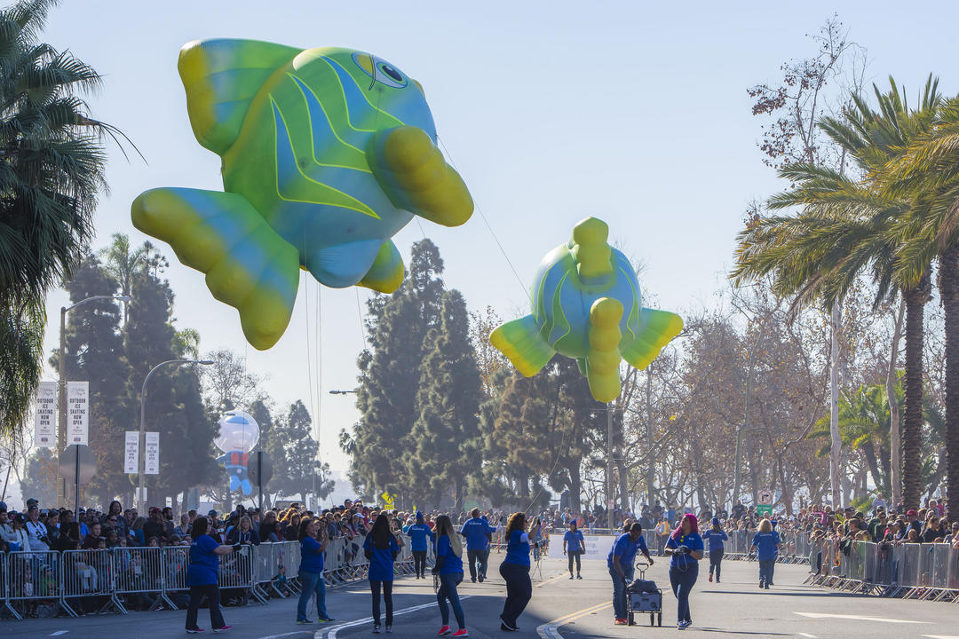 Fish balloons at a parade 