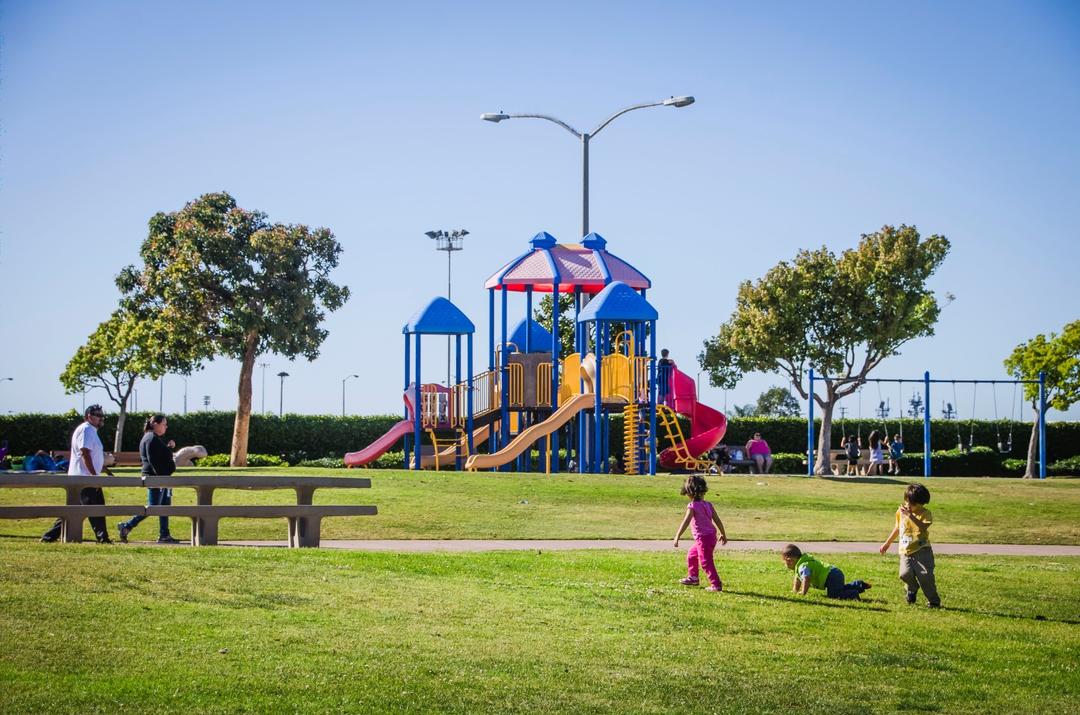 A wide view of the lawn at Pepper Park, National City