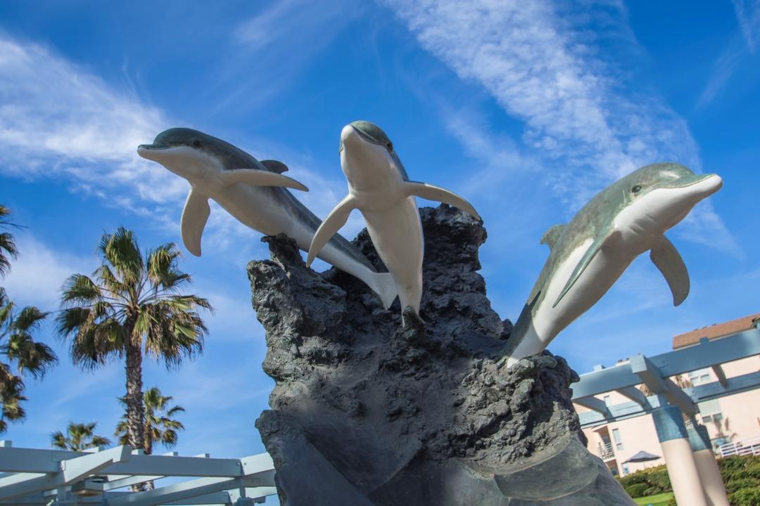 Ocean Riders bronze sculpture by John Wyland at Dunes Park at the Port of San Diego