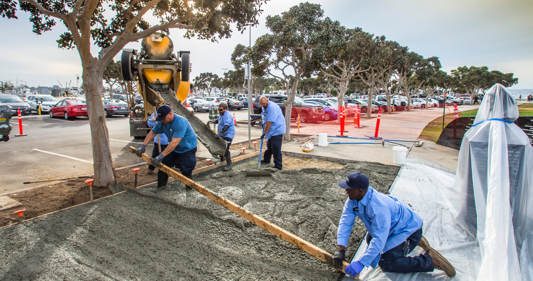 Port of San Diego General Service pouring cement at Tuna Harbor