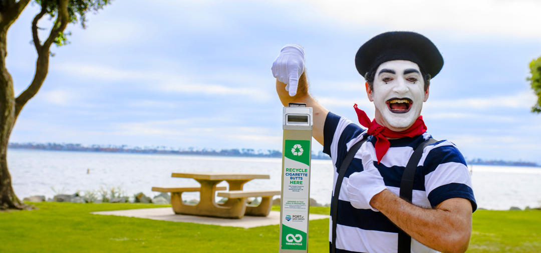 Meet Mike The Mime - He wants you to Mime Your Cigarette Butts