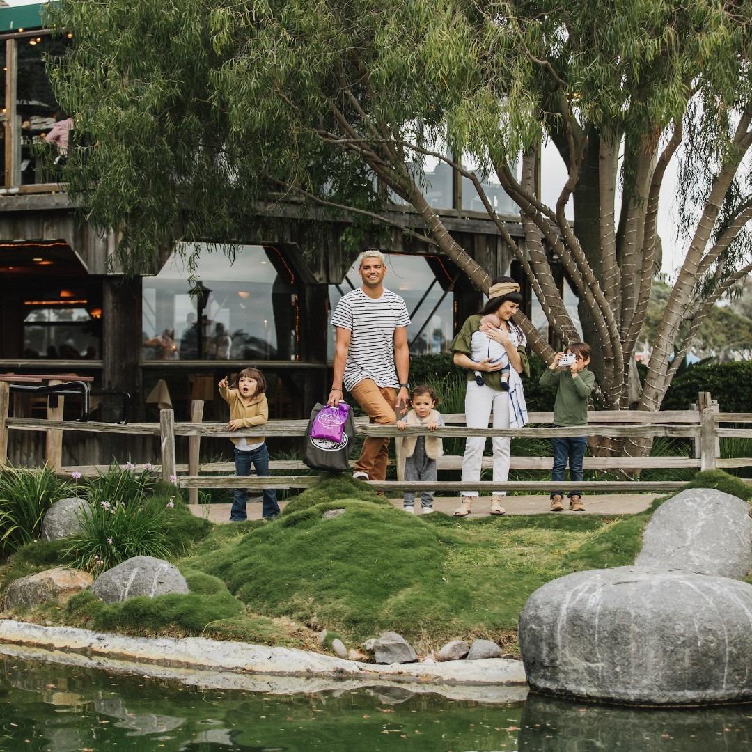A family enjoying Seaport Village, San Diego