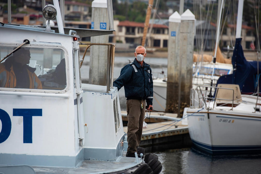 San Diego Bay Harbor Pilot on his boat