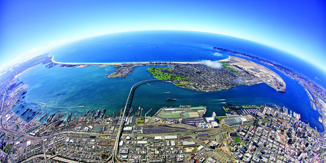 San Diego Bay Fisheye aerial view