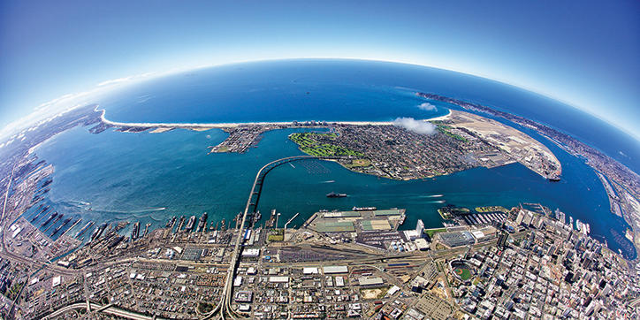San Diego Bay Fisheye aerial view