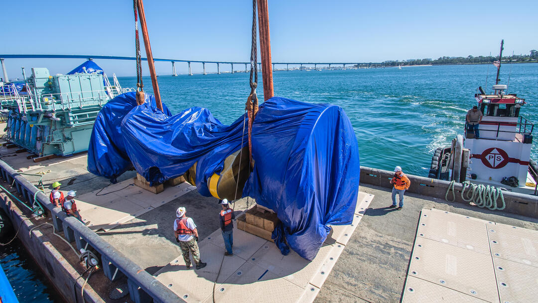 large cargo being unloaded at the Port of San Diego Tenth Avenue Marine Terminal