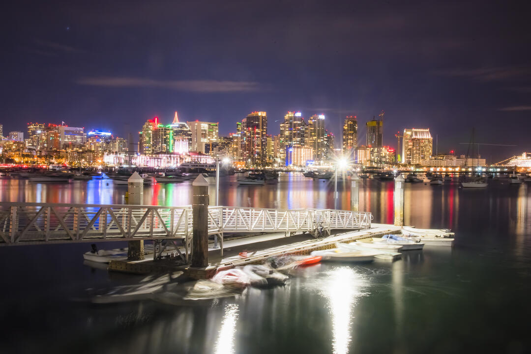 nighttime photo of the lights from San Diego over the Bay