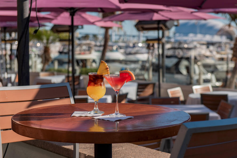 Cocktails on a bar table