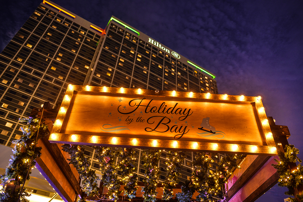Hilton San Diego Bayfront Holiday by the Bay lighted sign