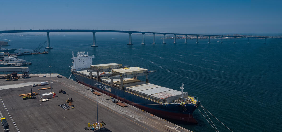 Tenth Avenue Marine Terminal - G2 Ocean Vessel with Coronado Bridge in Background