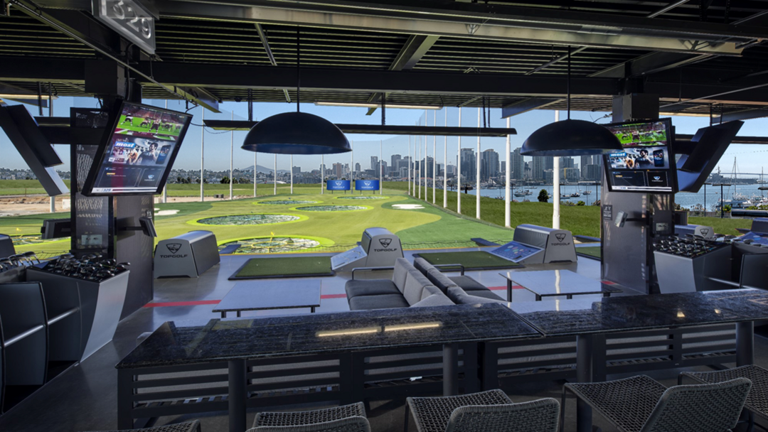 Rendering depicting proposed Topgolf development for East Harbor Island