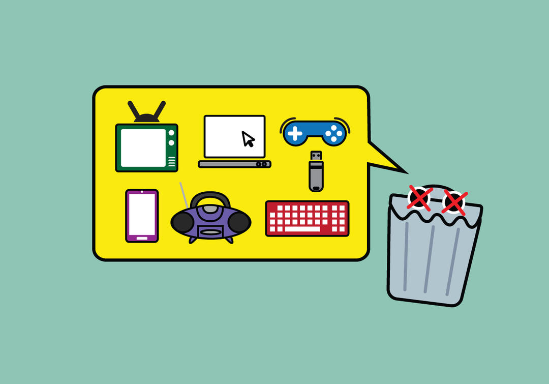 ThatsMyBay graphic depicting various e-waste icons