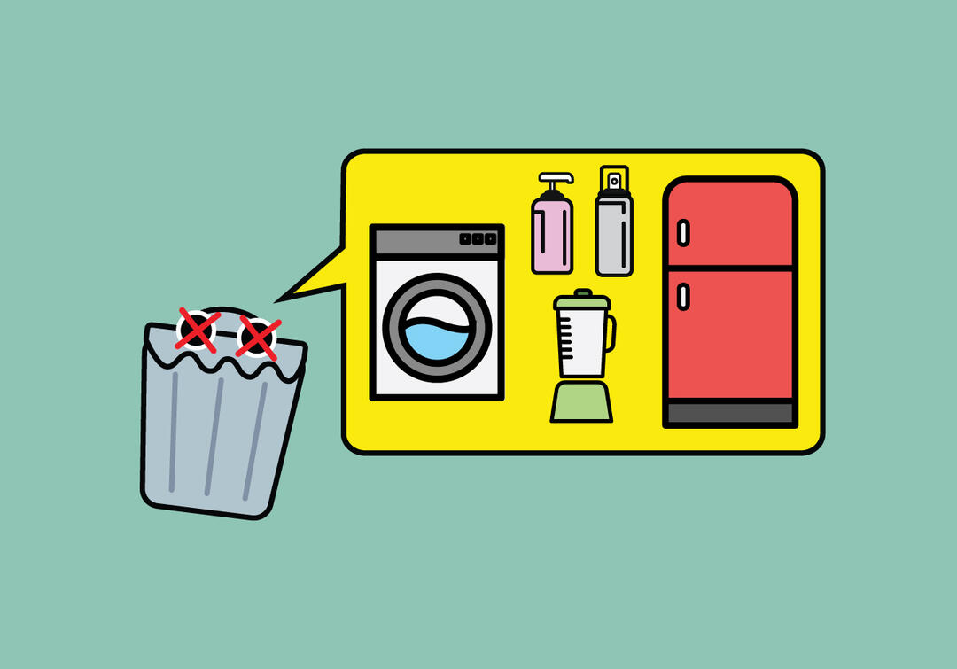 ThatsMyBay graphic depicting various Household Hazardous Waste icons
