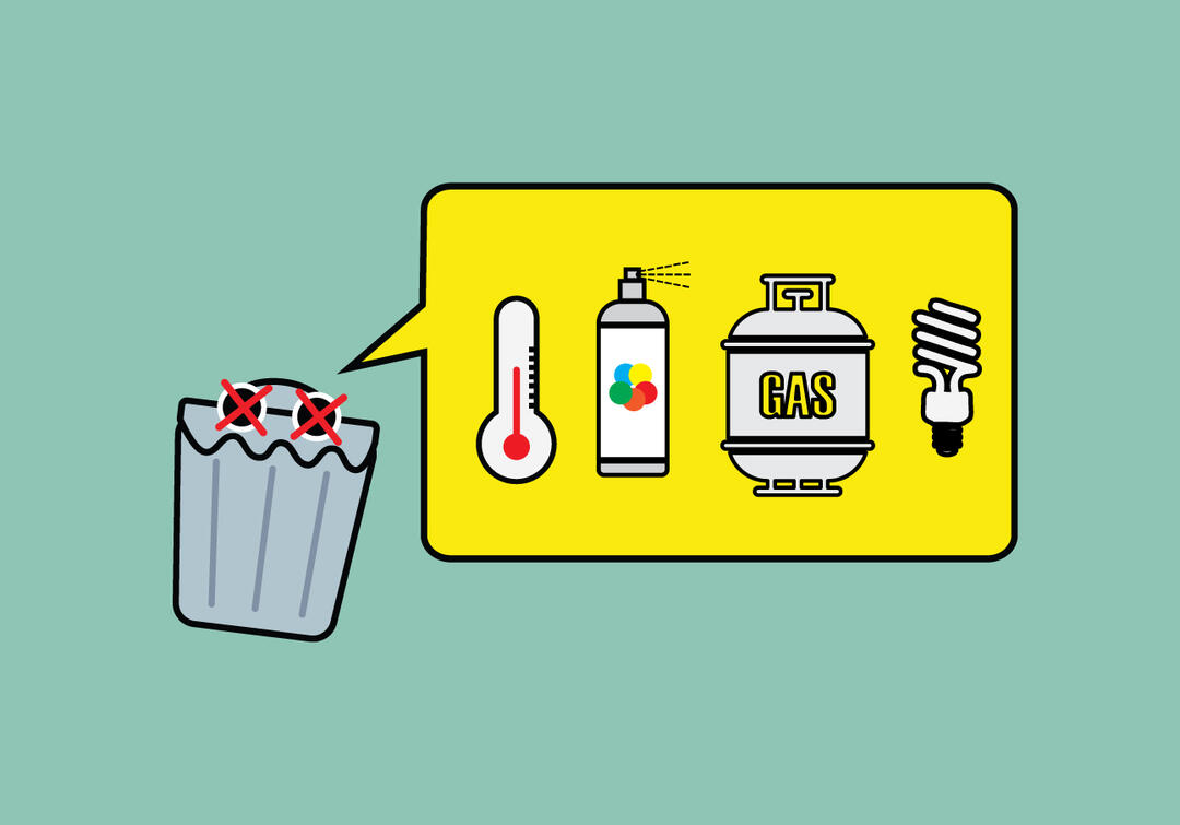 ThatsMyBay graphic depicting various Household Hazardous Waste icons