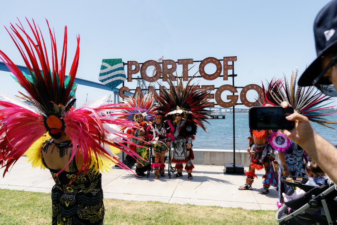 Dancers in colorful traditional dance at the park