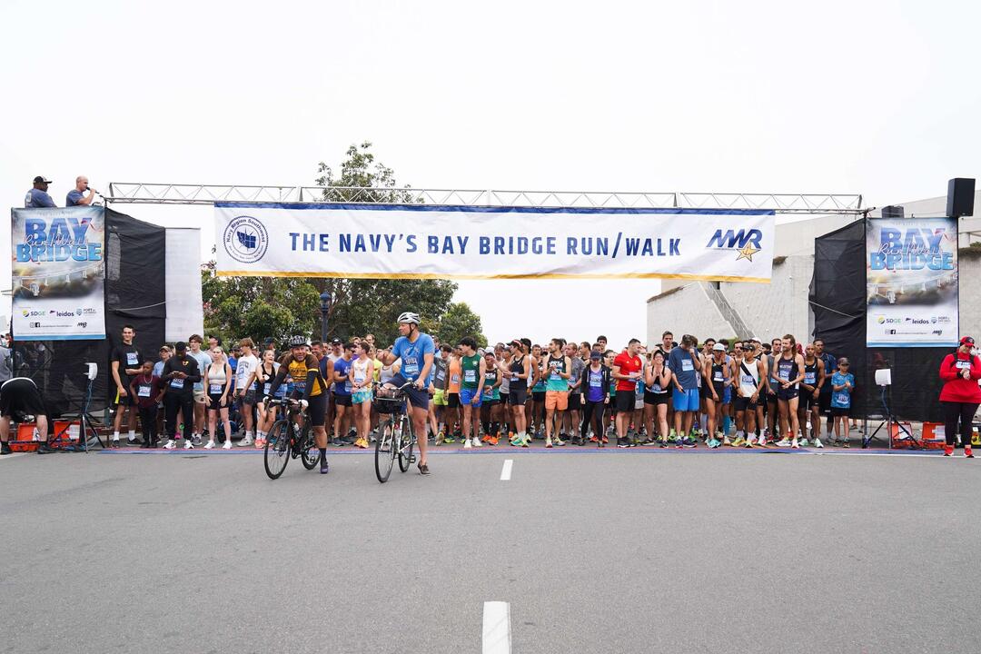 participants line up to start a race