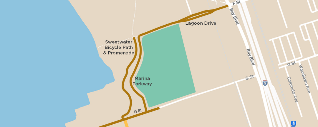 Map depicts closures on Chula Vista Bayfront