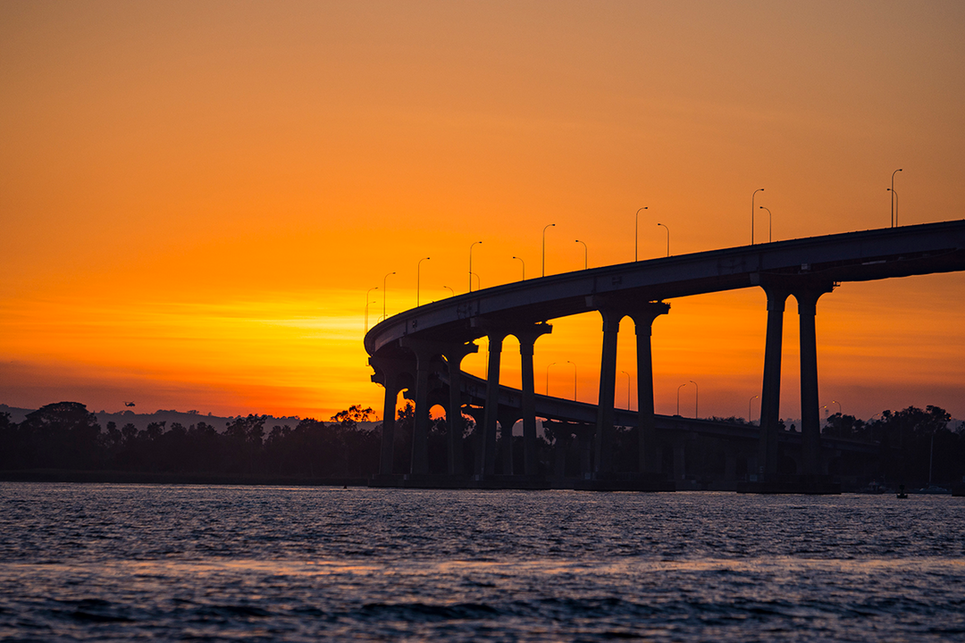Coronado bridge at sunset