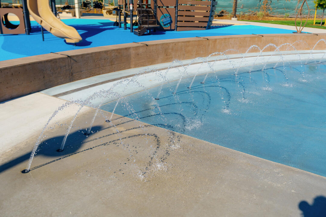 Splash pad fountain close up