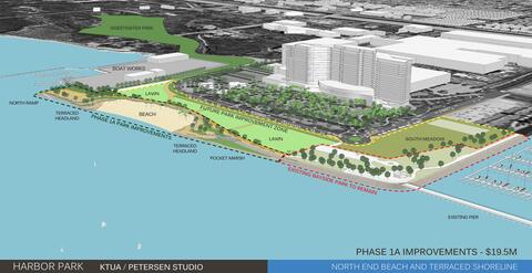 Conceptual rendering depicts Phase 1A of the future Harbor Park for the Chula Vista Bayfront.