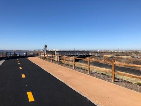 A bike path with a view of San Diego Bay.