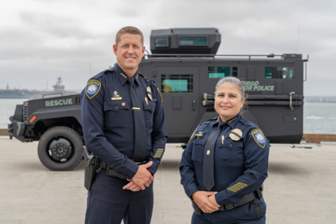 Harbor Police Asst. Chief Jeff Geary and Chief Magda Fernandez