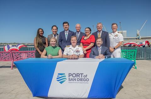 Port and Navy officials pose for photo after signing of agreement.