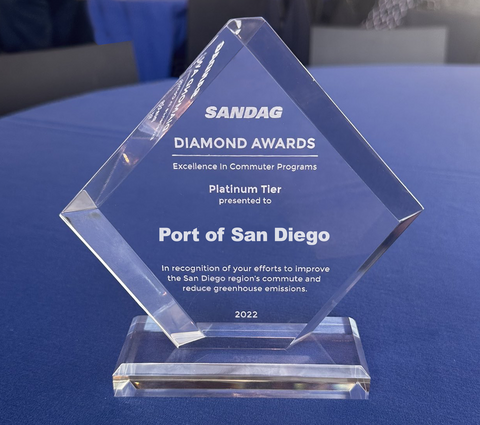 Glass award shaped like a diamond