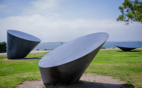 Art display along the waterfront