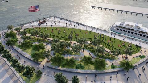 Conceptual rendering depicts area of Freedom Park planned for Navy Pier next to the USS Midway