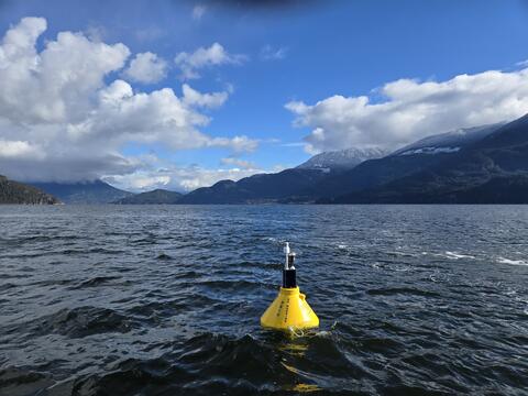 Yellow Buoy from MarineLabs in water.