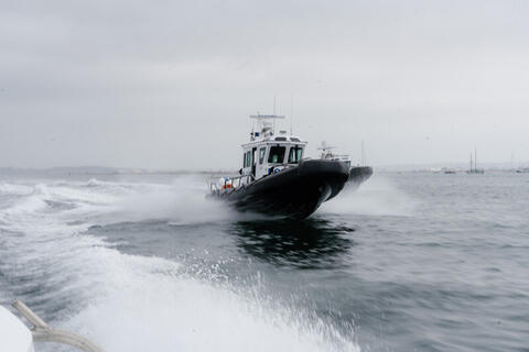A Harbor Police patrol vessel in San Diego Bay
