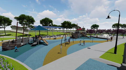 Renderings of a pirate themed playground for Pepper Park