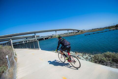 Person riding bicycle