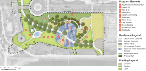 Conceptual map of proposed improvements for South Phase of Harbor Park on the Chula Vista Bayfront.