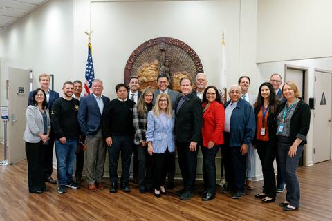 Group photo of Port and National City leadership and staff along with stakeholders after National City Balanced Plan vote.