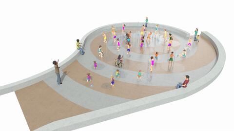 Rendering of splash pad play area