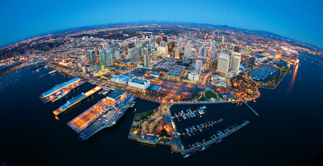 Aerial view of the bay and downtown Thumbnail