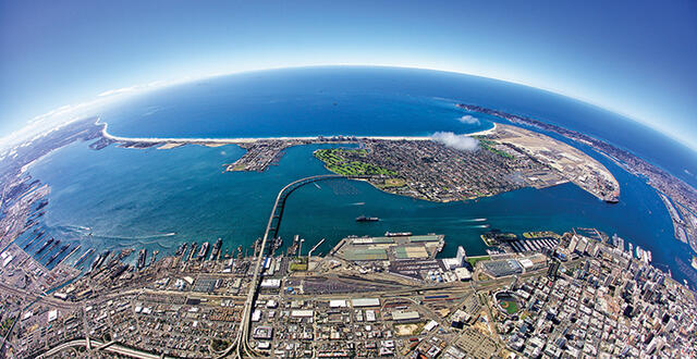 San Diego Bay Fisheye aerial view