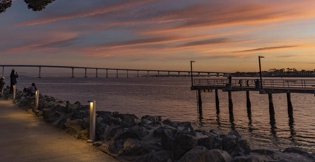 A sunset over the bay