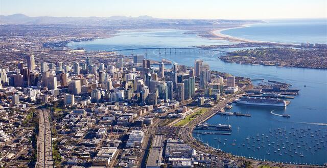 Aerial photo of downtown San Diego looking south over the bay