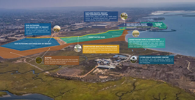 Map graphic depicting Chula Vista Bayfront project locations