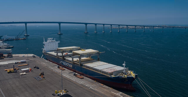 Tenth Avenue Marine Terminal - G2 Ocean Vessel with Coronado Bridge in Background