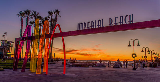 Surfhenge at the Imperial Beach Pier at Sunset