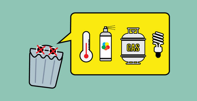 ThatsMyBay graphic depicting various Household Hazardous Waste icons