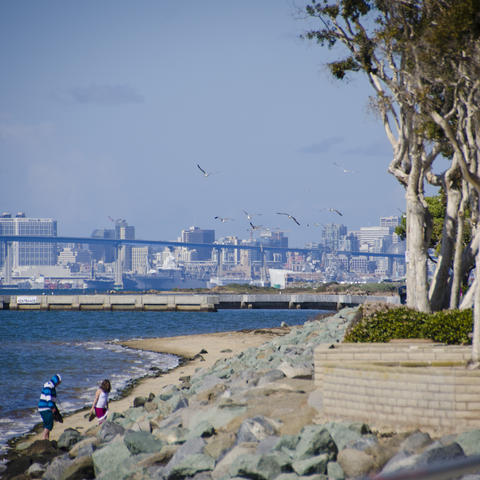 Chula Vista Bayfront looking north to the San Diego-Coronado Bridge